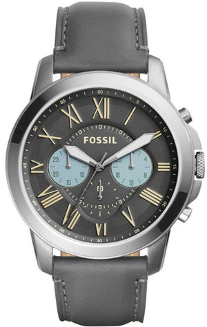 Fossil Grant Chronograph Gunmetal Grey Dial Grey Leather Strap Watch for Men - FS5183 Authentic Buy Shop Now