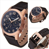 Fossil Pilot 54 Chronograph Blue Dial Brown Leather Strap Watch for Men - FS5204 Authentic Buy Shop Now
