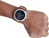Fossil Machine Chronograph Blue Dial Brown Leather Strap Watch for Men - FS5232 Authentic Buy Shop Now