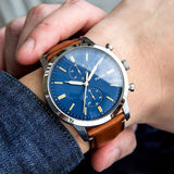 Fossil Townsman Chronograph Blue Dial Brown Leather Strap Watch for Men - FS5279 Authentic Buy Shop Now