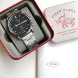 Fossil The Commuter Black Dial Silver Steel Strap Watch for Men - FS5399 Authentic Buy Shop Now