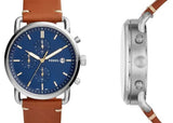 Fossil The Commuter Blue Dial Brown Leather Strap Watch for Men - FS5401 Authentic Buy Shop Now