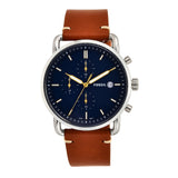 Fossil The Commuter Blue Dial Brown Leather Strap Watch for Men - FS5401 Authentic Buy Shop Now