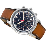 Fossil Goodwin Chronograph Blue Dial Brown Leather Strap Watch for Men - FS5414 Authentic Buy Shop Now