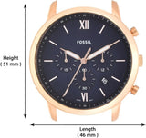 Fossil Neutra Chronograph Blue Dial Blue Leather Strap Watch for Men - FS5454 Authentic Buy Shop Now
