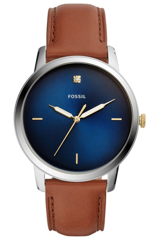 Fossil The Minimalist 3H Blue Dial Brown Leather Strap Watch for Men - FS5499 Authentic Buy Shop Now