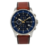 Fossil Dillinger Luggage Chronograph Blue Dial Brown Leather Strap Watch for Men - FS5675 Authentic Buy Shop Now