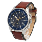 Fossil Dillinger Luggage Chronograph Blue Dial Brown Leather Strap Watch for Men - FS5675 Authentic Buy Shop Now