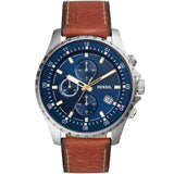 Fossil Dillinger Luggage Chronograph Blue Dial Brown Leather Strap Watch for Men - FS5675 Authentic Buy Shop Now