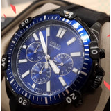 Fossil Garrett Chronograph Blue Dial Black Rubber Strap Watch for Men - FS5695 Authentic Buy Shop Now