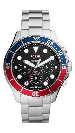 Fossil FB-03 Chronograph Black Dial Silver Steel Strap Watch for Men - FS5767 Authentic Buy Shop Now
