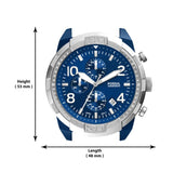 Fossil Bronson Chronograph Luggage Blue Dial Brown Leather Strap Watch for Men - FS5829 Authentic Buy Shop Now
