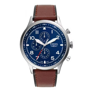 Fossil Retro Pilot Chronograph Blue Dial Brown Leather Strap Watch for Men - FS5832 Authentic Buy Shop Now