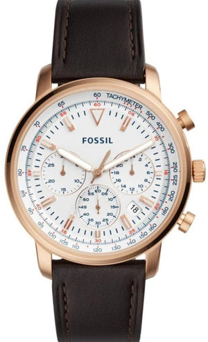Fossil Goodwin Chronograph White Dial Brown Leather Strap Watch for Men - FS5415 Authentic Buy Shop Now