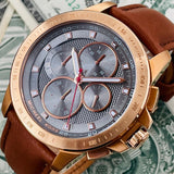 Michael Kors Ryker Analog Gray Dial Brown Leather Strap Watch For Men - MK8519 Authentic Buy Shop Now