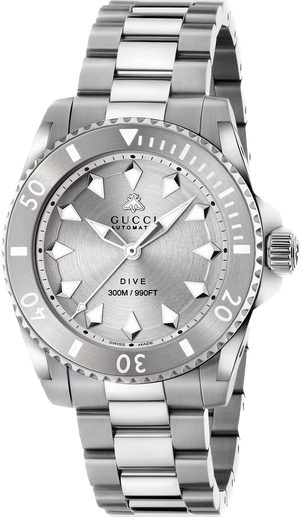 Gucci Dive Automatic Silver Dial Silver Steel Strap Watch for Men - YA136354 Authentic Buy Shop Now