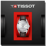 Tissot Gentleman Powermatic 80 Silicium Silver Dial Brown Leather Strap Watch For Men - T127.407.16.031.01 Authentic Buy Shop Now