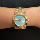 Marc Jacobs Amy Blue Dial Gold Steel Strap Watch for Women - MBM3220 Authentic Buy Shop Now