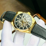 Fossil Everett Automatic Skeleton Black Dial Black Leather Strap Watch for Men - ME3208 Authentic Buy Shop Now