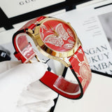 Gucci G Timeless Quartz Red Dial Red Leather Strap Watch For Women - YA1264054 Authentic Buy Shop Now