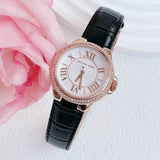 Michael Kors Camille Three-Hand Crystals White Dial Black Leather Strap Watch for Women - MK2962 Authentic Buy Shop Now
