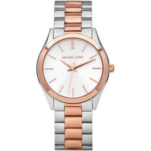 Michael Kors Slim Runway White Dial Two Tone Watch for Women - MK3204B Authentic Buy Shop Now