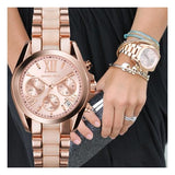 Michael Kors Bradshaw Rose Gold Dial Two Tone Steel Strap Watch for Women - MK6066 Authentic Buy Shop Now