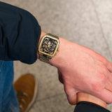 Fossil Inscription Automatic Skeleton Black Dial Gold Steel Strap Watch for Men - BQ2573 Authentic Buy Shop Now
