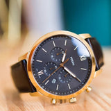Fossil Neutra Chronograph Brown Dial Brown Leather Strap Watch for Men - FS5763 Authentic Buy Shop Now