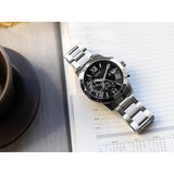 Guess Atlas Chronograph Black Dial Silver Steel Strap Watch For Men - W0668G3 Authentic Buy Shop Now