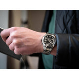 Guess Atlas Chronograph Black Dial Silver Steel Strap Watch For Men - W0668G3 Authentic Buy Shop Now