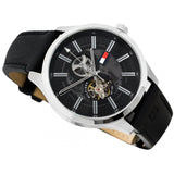 Tommy Hilfiger Spencer Skeleton Black Dial Black Leather Strap Watch for Men - 1791641 Authentic Buy Shop Now