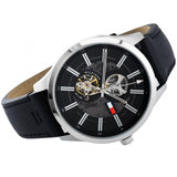 Tommy Hilfiger Spencer Skeleton Black Dial Black Leather Strap Watch for Men - 1791641 Authentic Buy Shop Now