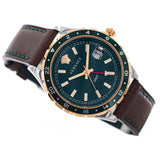 Versace Hellenyium Green Dial Brown Leather Strap Watch for Men - V11090017 Authentic Buy Shop Now