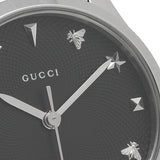 Gucci G Timeless Black Dial Silver Steel Strap Watch For Women - YA126573A Authentic Buy Shop Now