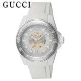 Gucci Dive Automatic Transparent Dial White Rubber Strap Watch For Men - YA136343 Authentic Buy Shop Now