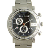 Gucci G Chrono Diamonds Black Dial Silver Steel Strap Watch For Men - YA101324 Authentic Buy Shop Now