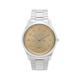 Gucci G Timeless Quartz Gold Dial Silver Steel Strap Watch for Women - YA1265035 Authentic Buy Shop Now