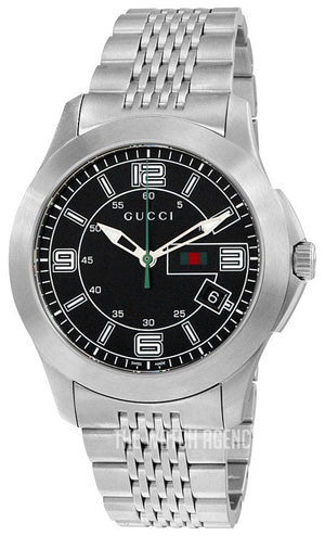 Gucci G Timeless Black Dial Silver Steel Strap Watch For Men - YA126201 Authentic Buy Shop Now