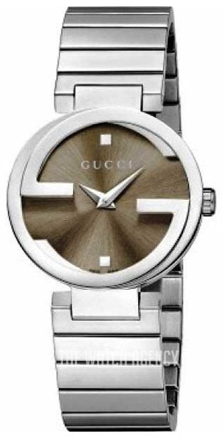 Gucci Interlocking G Brown Dial Silver Steel Strap Watch For Women - YA133506 Authentic Buy Shop Now