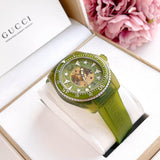 Gucci Dive Automatic Green Dial Green Rubber Strap Unisex Watch - YA136345 Authentic Buy Shop Now