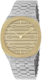 Gucci 25H Quartz Gold Dial Silver Steel Strap Watch for Men - YA163405 Authentic Buy Shop Now