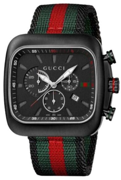 Gucci Coupe Chronograph Quartz Black Two Tone NATO Strap Watch For Men - YA131202 Authentic Buy Shop Now