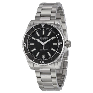 Gucci Dive Black Dial Silver Steel Strap Watch For Women - YA136403 Authentic Buy Shop Now