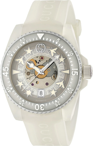 Gucci Dive Automatic White Dial White Rubber Strap Unisex Watch - YA136342 Authentic Buy Shop Now