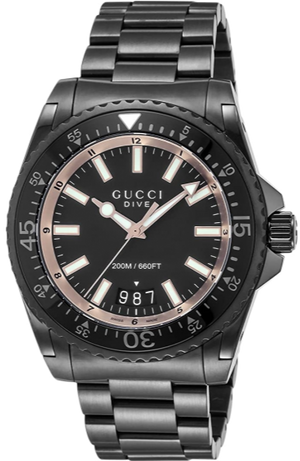 Gucci Dive Quartz Black Dial Black Steel Strap Watch For Men - YA136213 Authentic Buy Shop Now