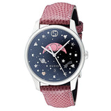 Gucci G-Timeless Moonphase Black Dial Pink Leather Strap Watch For Women - YA1264046 Authentic Buy Shop Now