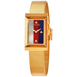 Gucci G-Frame Mother of Pearl Dial Yellow Gold Mesh Bracelet Watch For Women - YA147410 Authentic Buy Shop Now