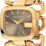 Gucci G Gucci Brown Dial Rose Gold Steel Strap Watch For Women - YA125408 Authentic Buy Shop Now