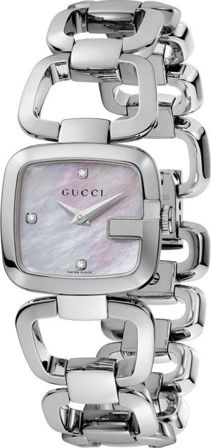 Gucci G Gucci Diamonds Mother of Pearl Dial Silver Steel Strap Watch For Women - YA125502 Authentic Buy Shop Now